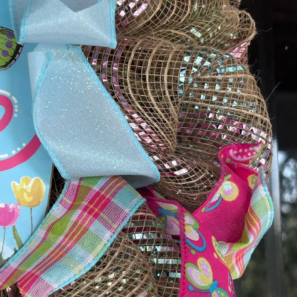 Welcome Butterfly Spring Ribbons Wreath Handmade